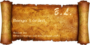 Benyo Lóránt névjegykártya